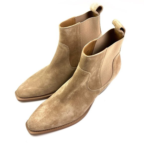 New Everlane The Western Boot Tan Suede Square Toe Block Heel size 9.5 - Picture 3 of 9